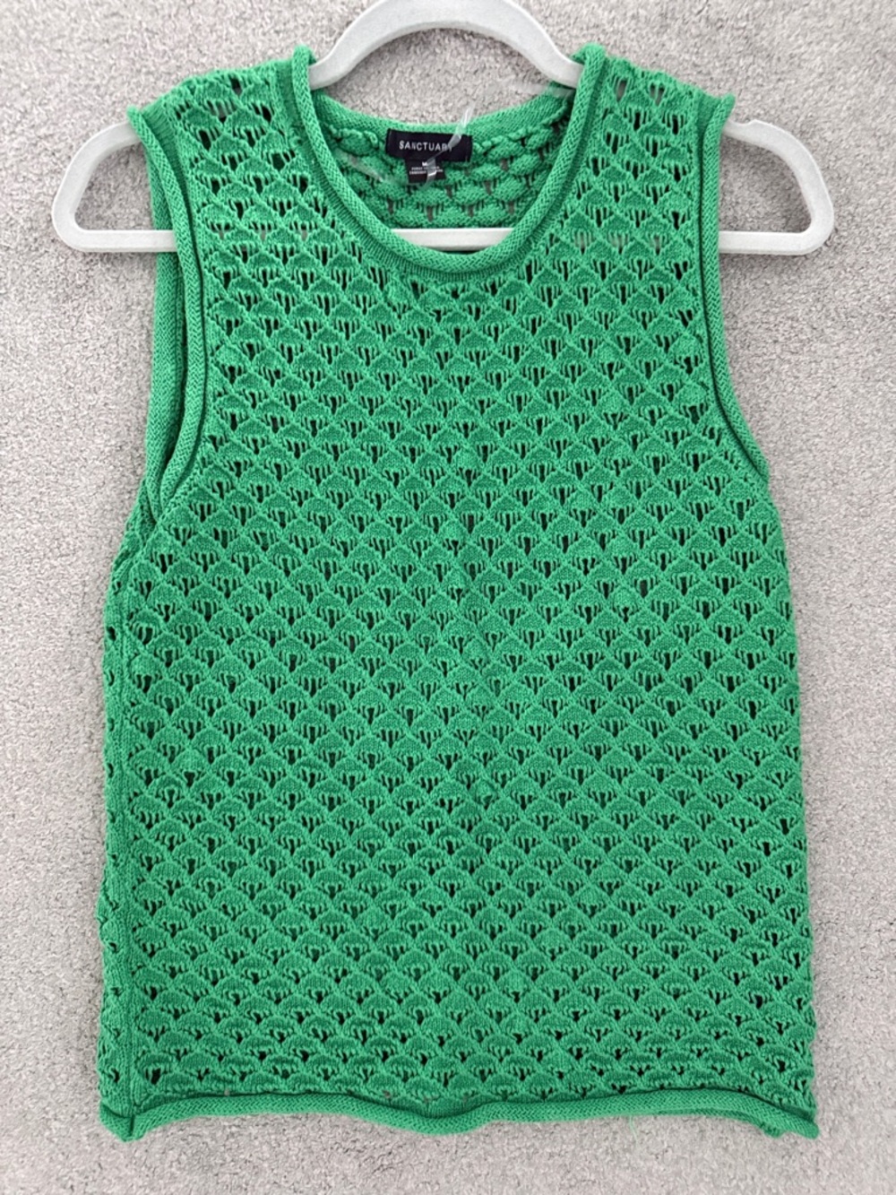 Sanctuary Bright Green Openwork Knit Tank